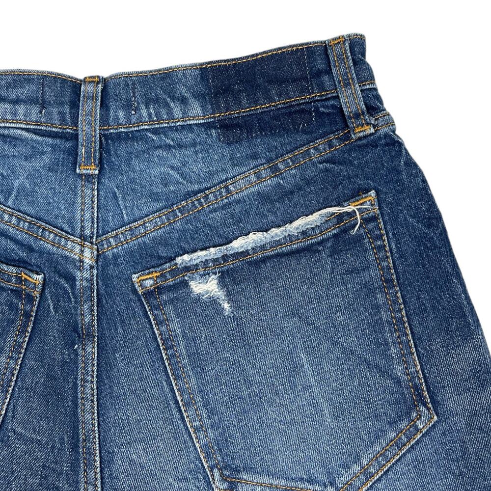 Abercrombie & Fitch High Rise Mom Short 26 Cutoff Dark Denim Jean Exposed Button - Picture 3 of 5